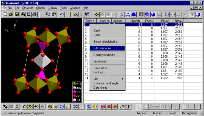 Selection of polyhedra