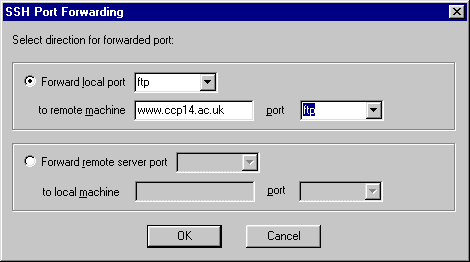 Telling Teraterm to forward/tunnel the FTP control port