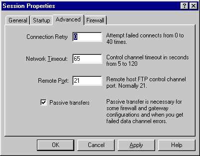 Telling the FTP client to work in Passive Mode