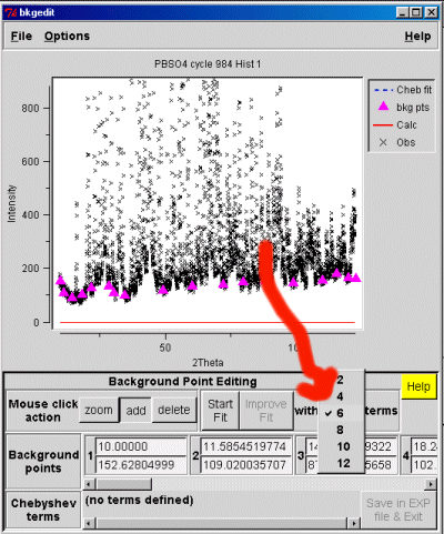 Defining number of Chebyshev terms to fit the background to