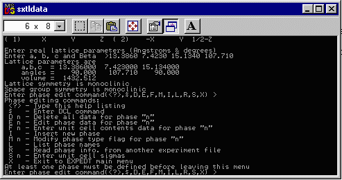 Entered cell and spacegroup information