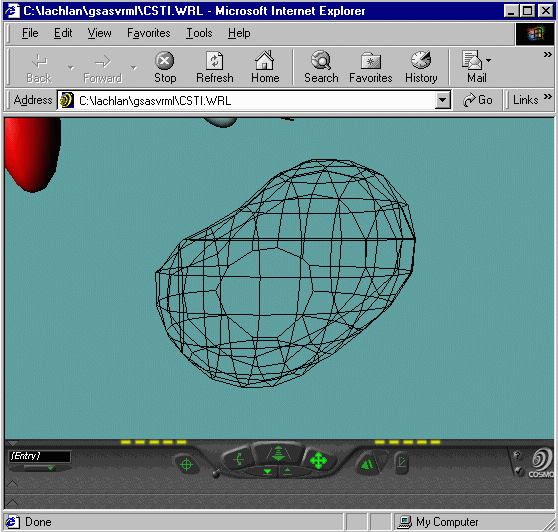 Gif of a VRML display showing peanut shape of 3D Oxygen atom electron contour.