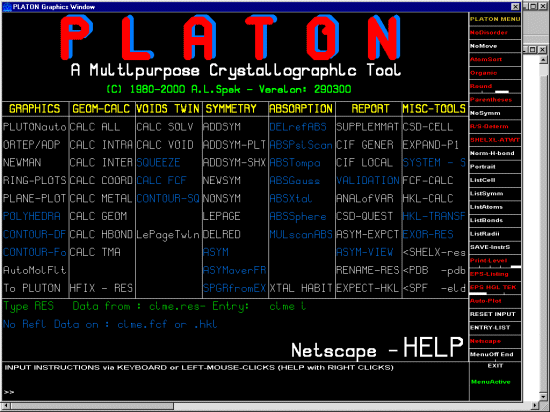 Platon main menu