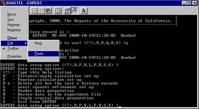 About to paste GSAS Macro Commands