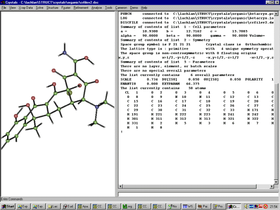 Opening an existing refined structure in Crystals