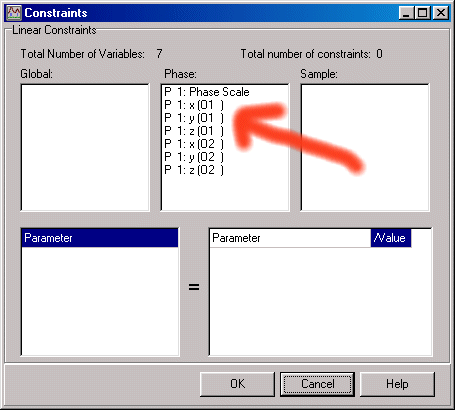 Model Constraints dialog windows