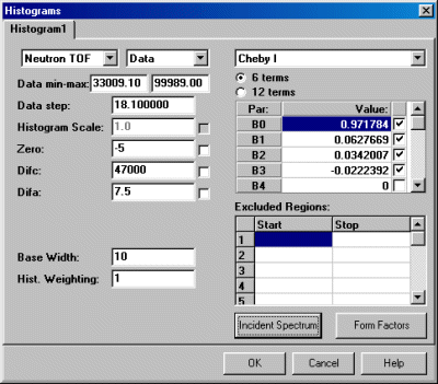 Model, Histograms menu