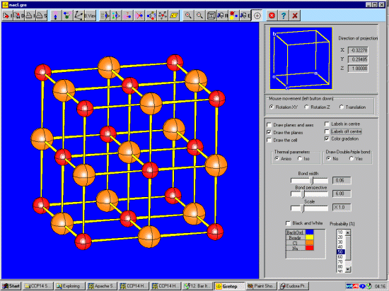 Gretep Main Screen plotting Sodium Chloride