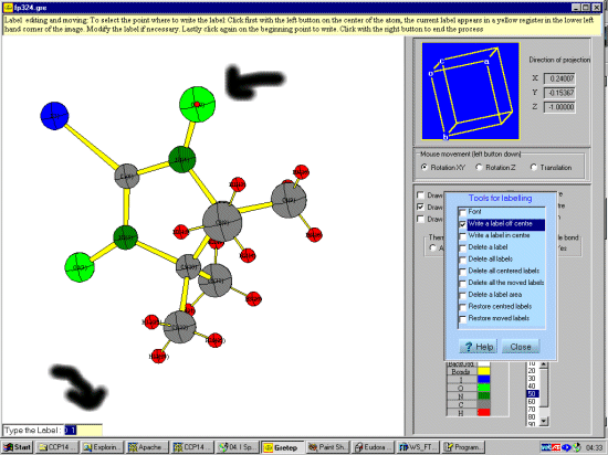 Using the mouse to custom place atom labels