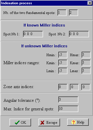 Options box for indexing search.