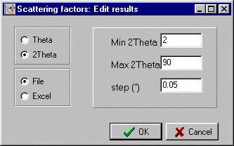 Obtaining an ASCII list of scattering factor information