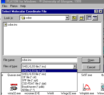 File formats supported by WinPLATON