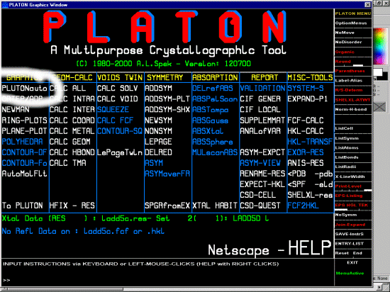 Main menu of Platon