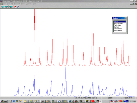 HKL2Powder output and raw powder diffraction data of the bulk sample