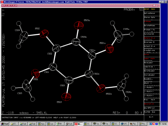 Viewing the structure in APD/ORTEP mode