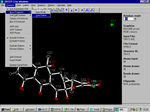 Ortep-3 Screen Dump