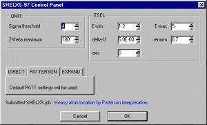 Selecting Shelx Patterson Option