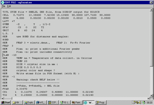 results file as generated by dirdif