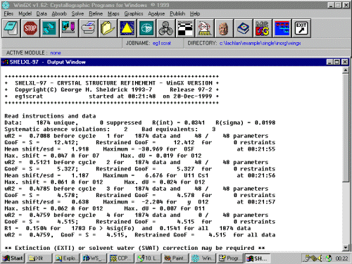 Shelx refining via the WinGX interface