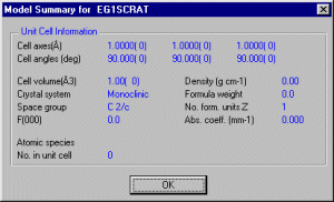 Model summary window