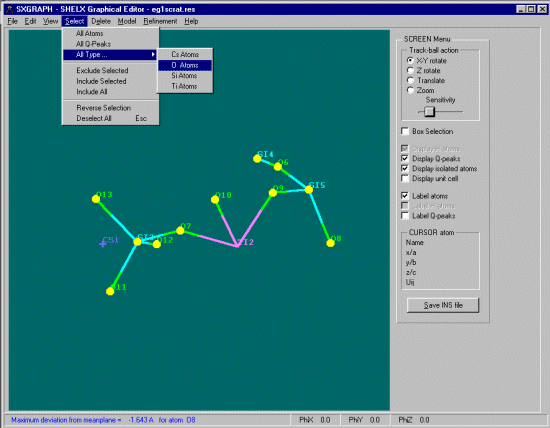 Selecting the Si and O atoms